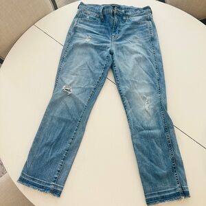 J. Crew Blue Straight Leg Denim with Faded Distressing